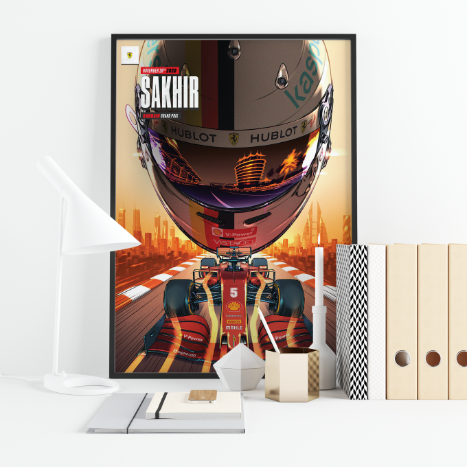 Bahrain 2020 Ferrari F1 Poster