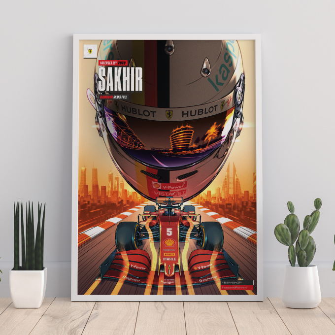 Bahrain 2020 Ferrari F1 Poster