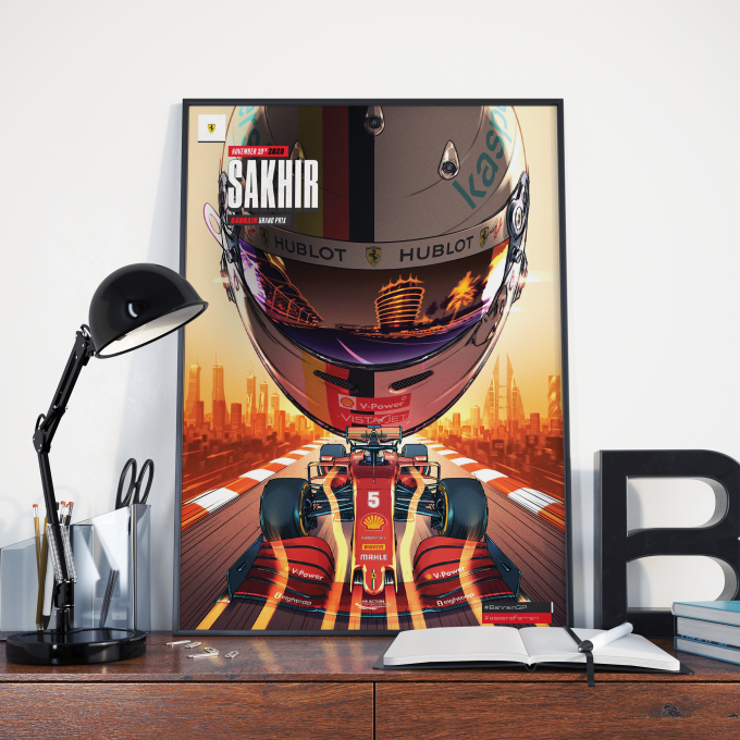 Bahrain 2020 Ferrari F1 Poster