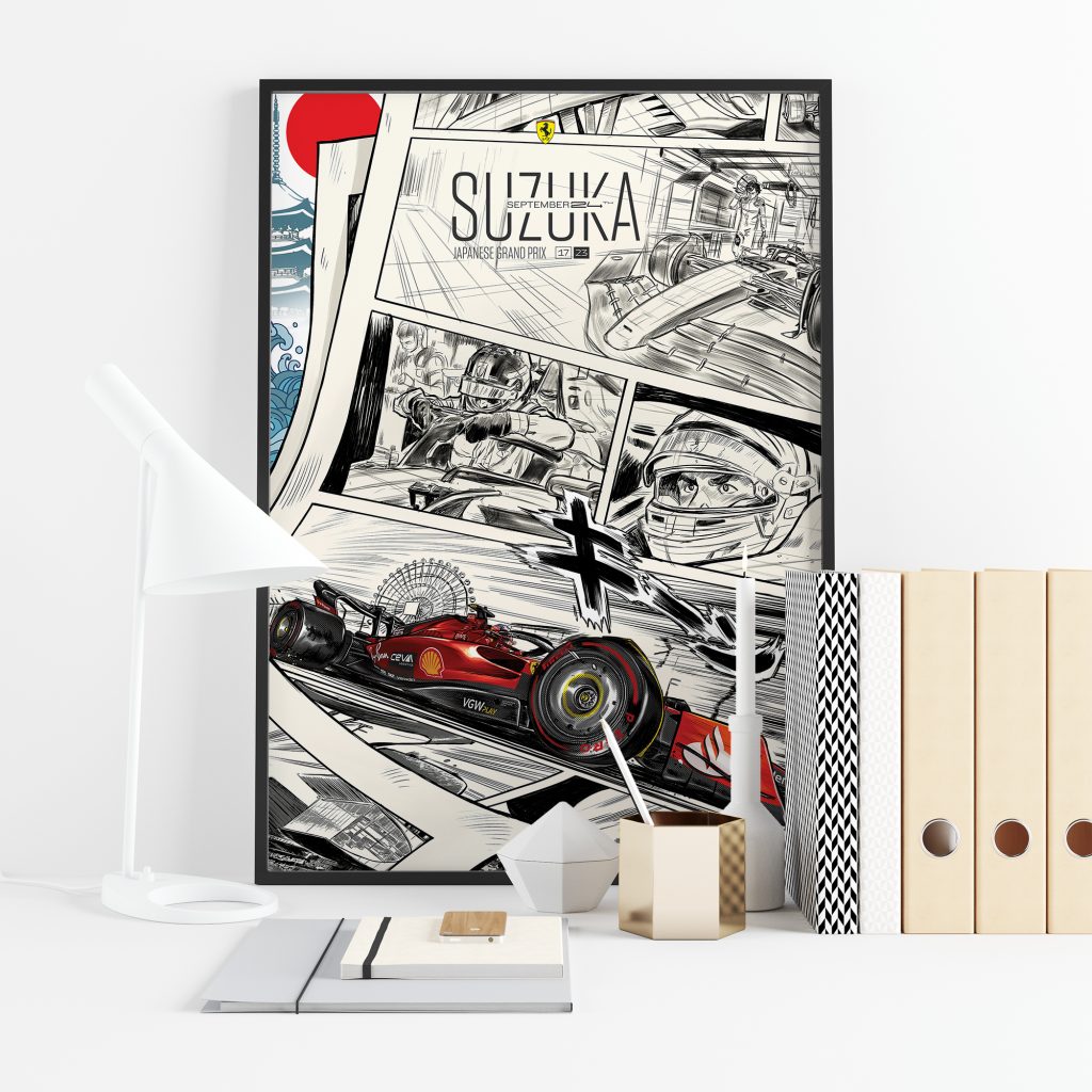 Japan 2023 Ferrari F1 Poster - Grand Prix Prints