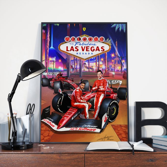 Las Vegas 2023 Ferrari F1 Poster