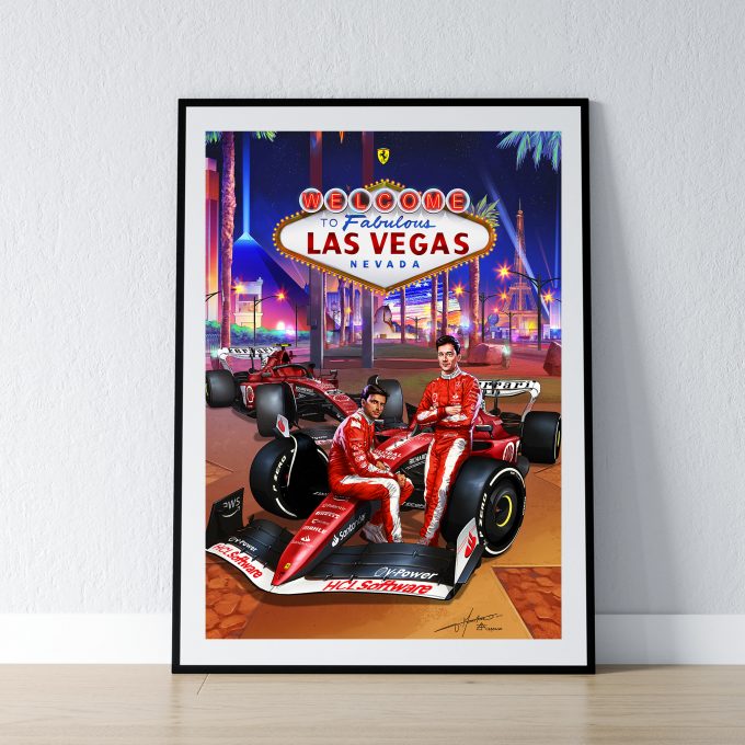 Las Vegas 2023 Ferrari F1 Poster