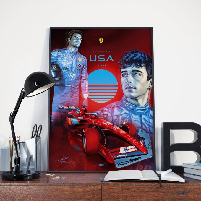 Miami 2024 Ferrari F1 Poster