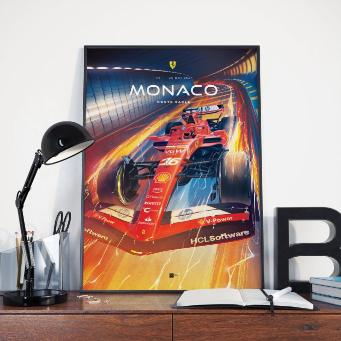Monaco 2024 Ferrari F1 Poster