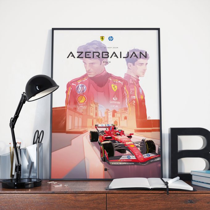 Azerbaijan 2024 Ferrari F1 Poster