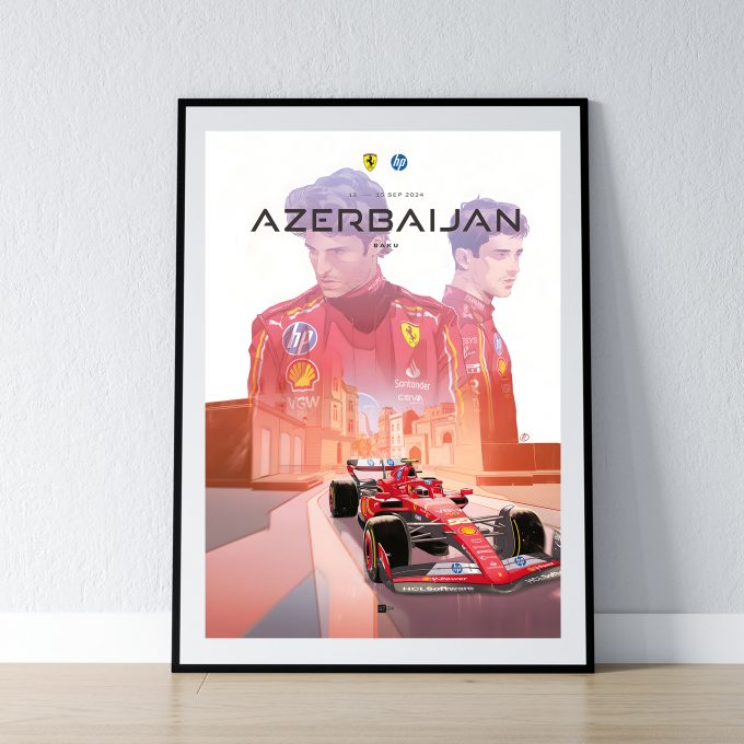 Azerbaijan 2024 Ferrari F1 Poster