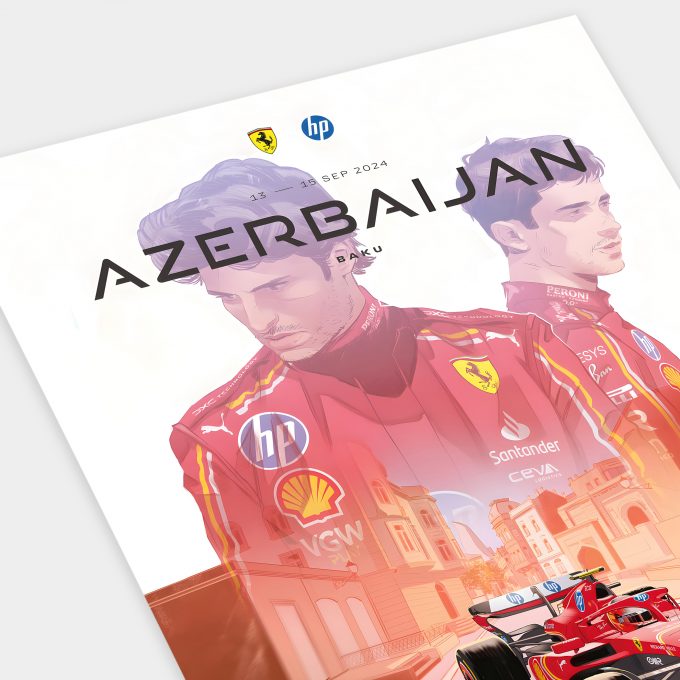 Azerbaijan 2024 Ferrari F1 Poster