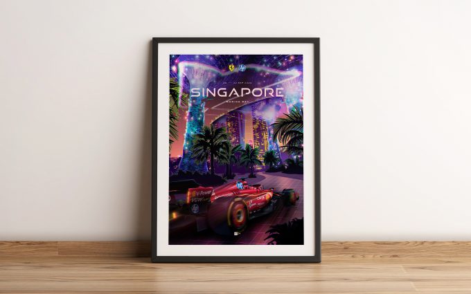 Singapore 2024 Ferrari F1 Poster
