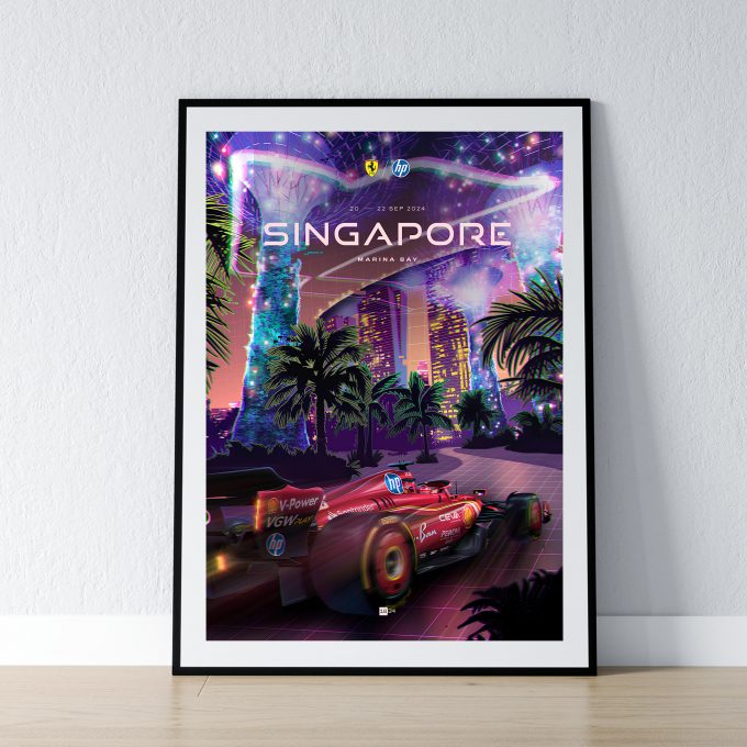 Singapore 2024 Ferrari F1 Poster