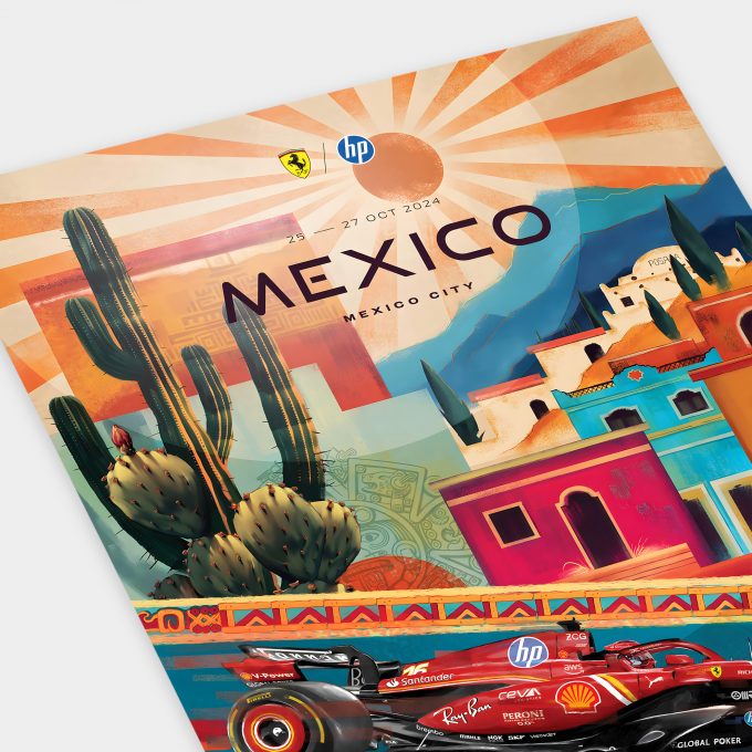 Mexico 2024 Ferrari F1 Poster
