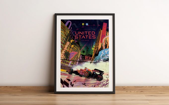 Las Vegas 2024 Ferrari F1 Poster