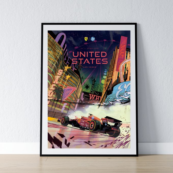 Las Vegas 2024 Ferrari F1 Poster