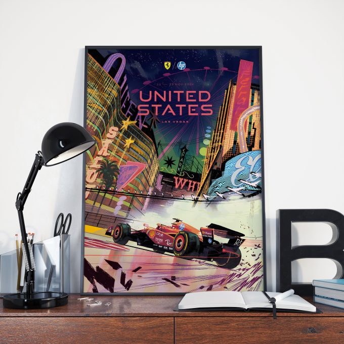 Las Vegas 2024 Ferrari F1 Poster