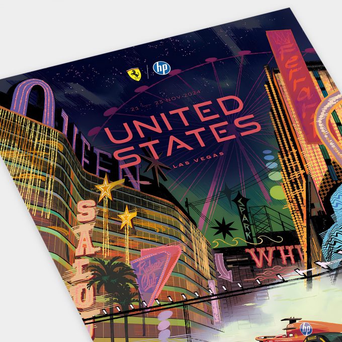 Las Vegas 2024 Ferrari F1 Poster