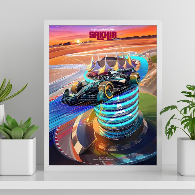 Bahrain 2025 Mercedes F1 Poster