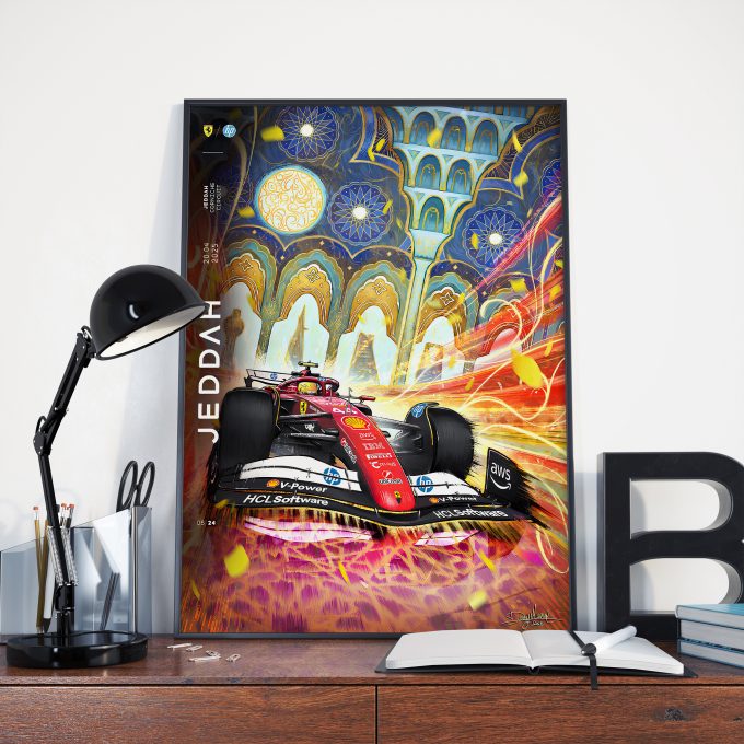 Saudi Arabia 2025 Ferrari F1 Poster