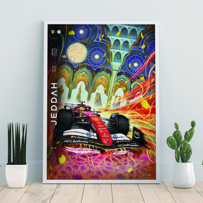 Saudi Arabia 2025 Ferrari F1 Poster