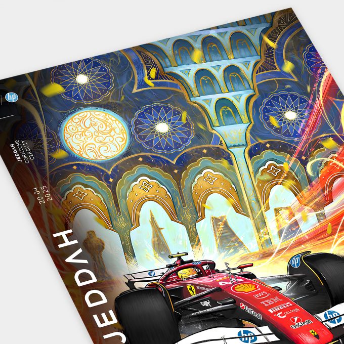 Saudi Arabia 2025 Ferrari F1 Poster