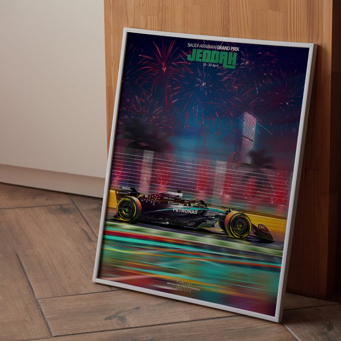 Saudi Arabia 2025 Mercedes F1 Poster
