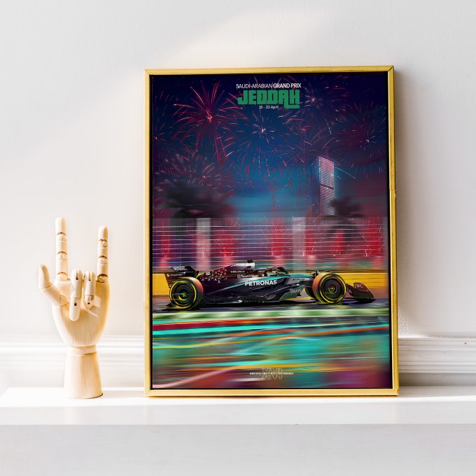 Saudi Arabia 2025 Mercedes F1 Poster