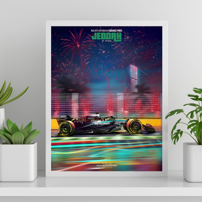 Saudi Arabia 2025 Mercedes F1 Poster