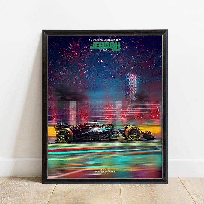 Saudi Arabia 2025 Mercedes F1 Poster