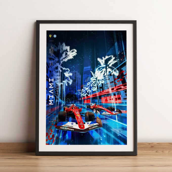 Miami USA 2025 Ferrari F1 Poster