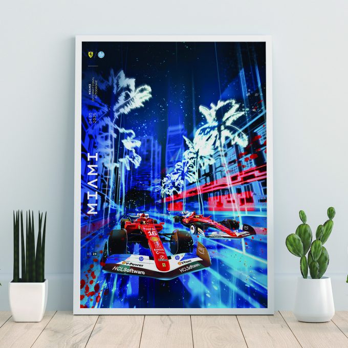 Miami USA 2025 Ferrari F1 Poster