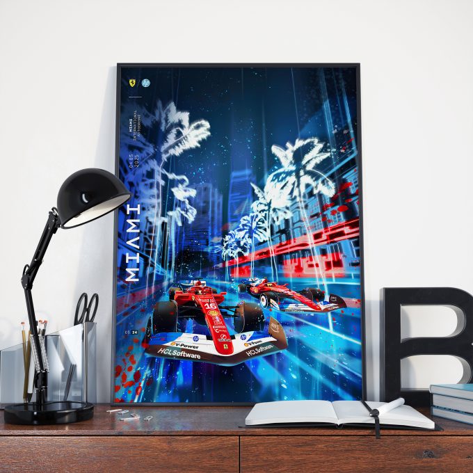 Miami USA 2025 Ferrari F1 Poster