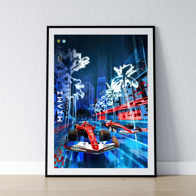 Miami USA 2025 Ferrari F1 Poster