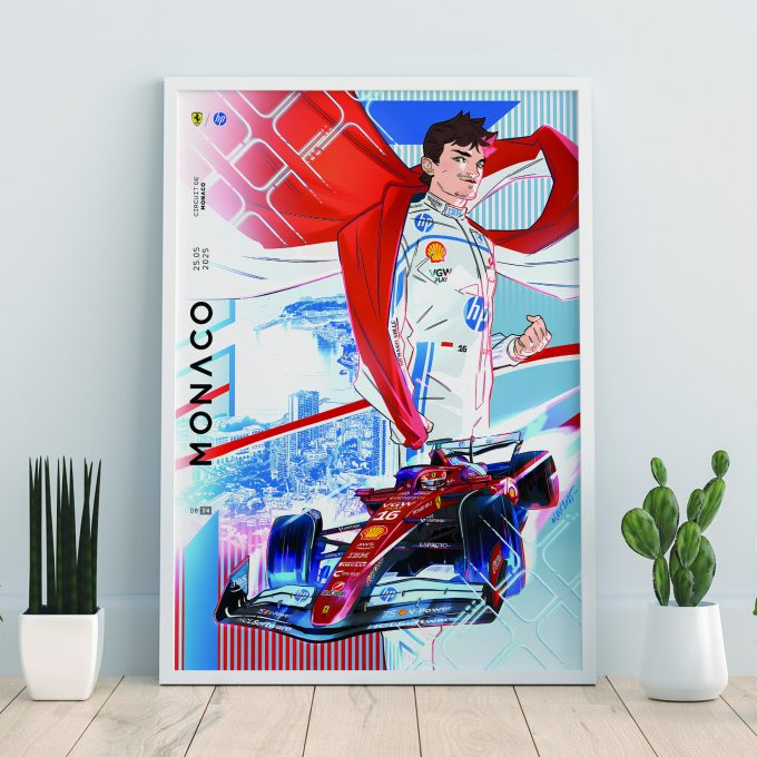 Monaco 2025 Ferrari F1 Poster 2