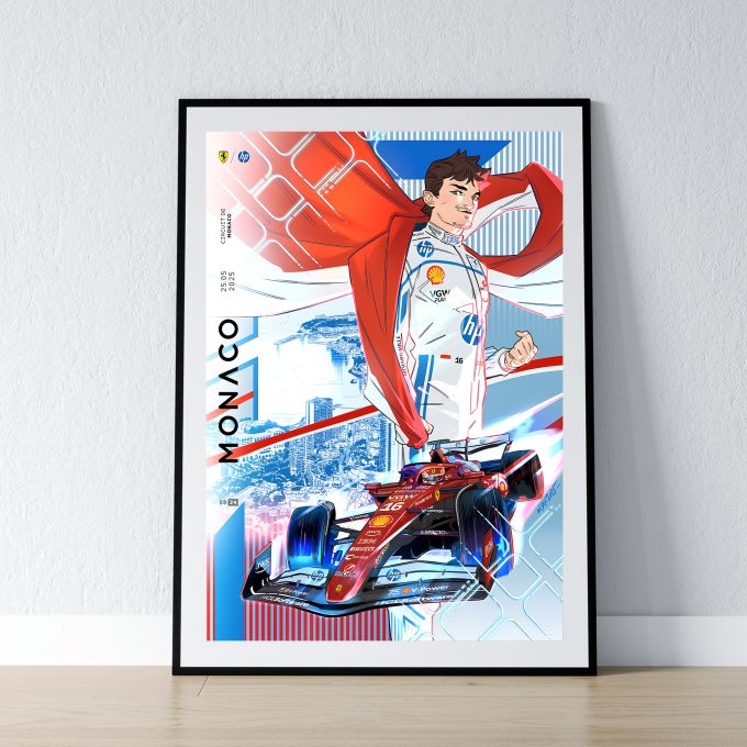 Monaco 2025 Ferrari F1 Poster 2