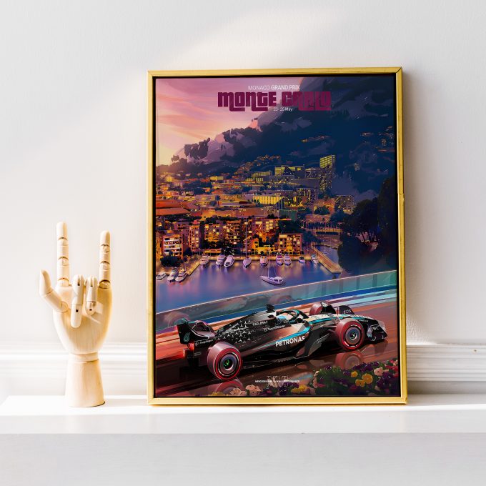 Monaco 2025 Mercedes F1 Poster