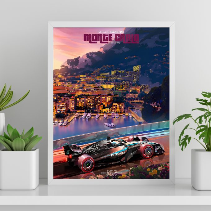 Monaco 2025 Mercedes F1 Poster