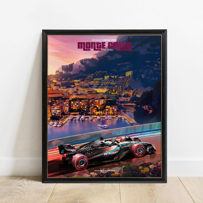 Monaco 2025 Mercedes F1 Poster