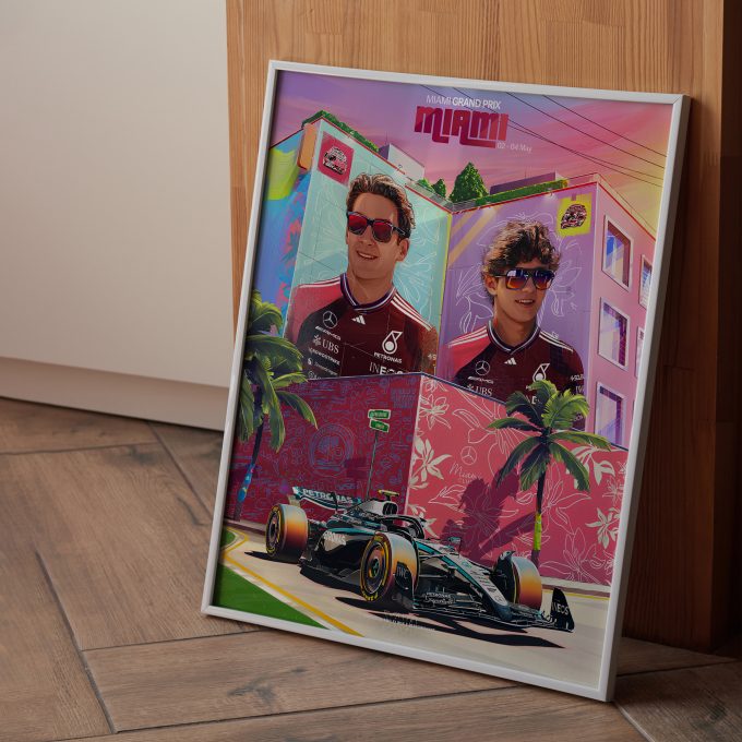 USA Miami 2025 Mercedes F1 Poster