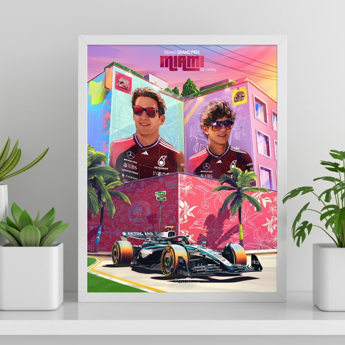 USA Miami 2025 Mercedes F1 Poster