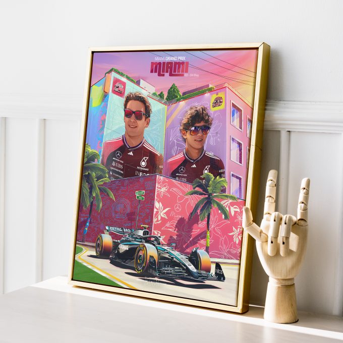 USA Miami 2025 Mercedes F1 Poster